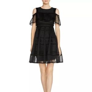 Maje Rosalie Cold-Shoulder Mesh Overlay Dress